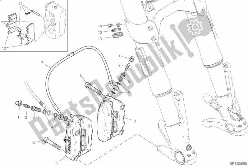 Wszystkie części do Przedni Uk? Ad Hamulcowy Ducati Diavel 1260 USA 2020